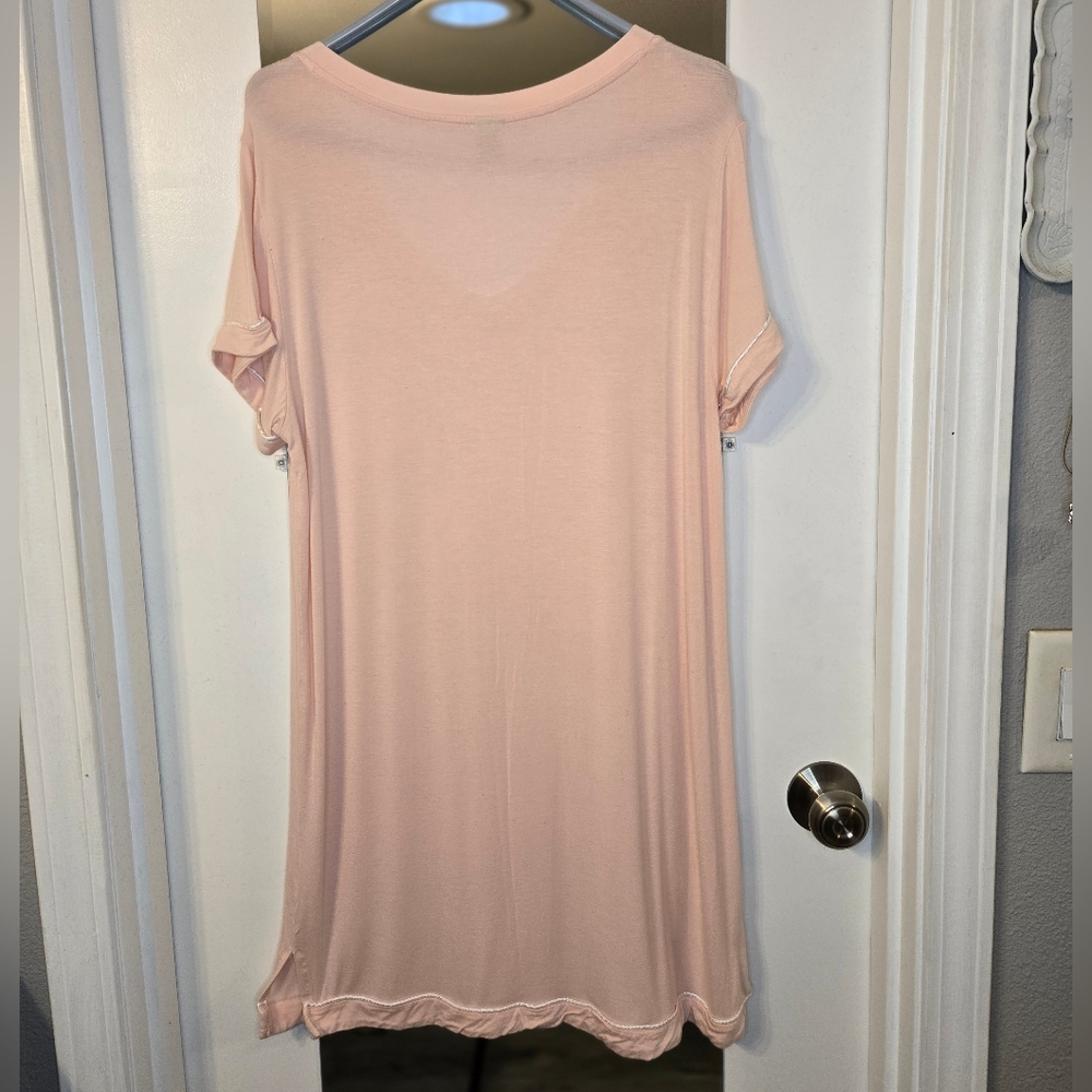 Pink V-Neck T-Shirt Nightgown - Picture 3 of 4